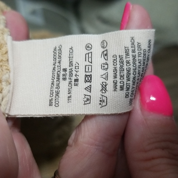 Free People Cropped Long Sleeve Oversized Camel Color Sweater Size Medium - Picture 6 of 10